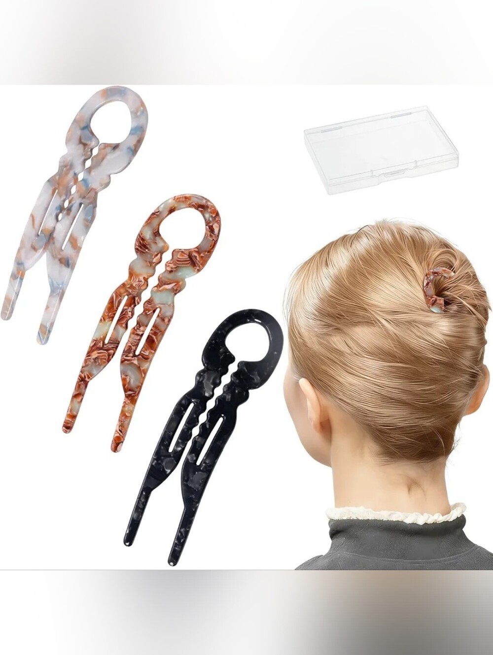 Prestige French Hair Pins Plastic, U-shaped Magic Grip Hairpins Anti-Slip,